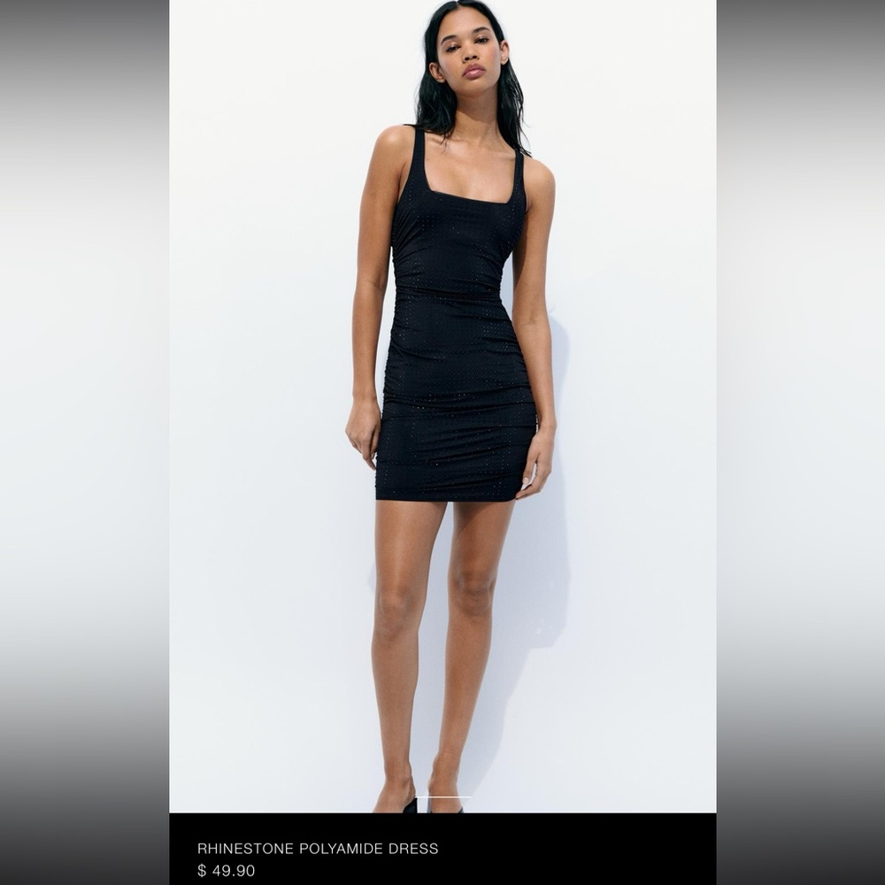 NWT ZARA RHINESTONE POLYAMIDE DRESS
